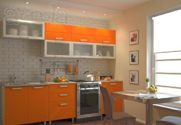 Оранжевая прямая кухня